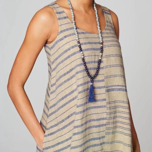 Purejill linen size small sleeveless 100% linen dress with pockets & side slits - Picture 15 of 16